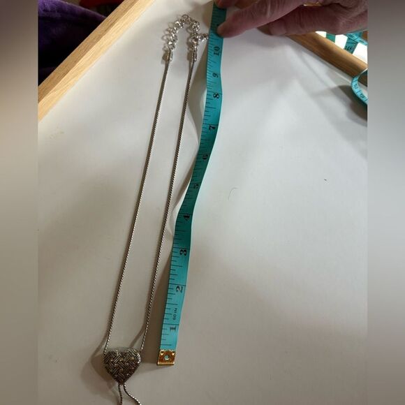 Brighton Reversible Heart Pendant Necklace -eyeglass/badge holder silver plated - Picture 6 of 8